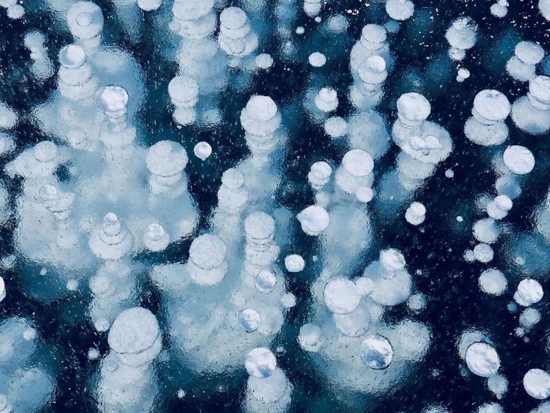 bong bóng băng xuất hiện ở Hokkaido